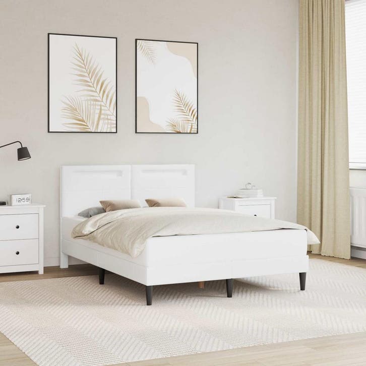 vidaXL Bedframe met LED-stripverlichting Wit 140 x 190 cm, Maison & Meubles, Chambre à coucher | Lits, Envoi