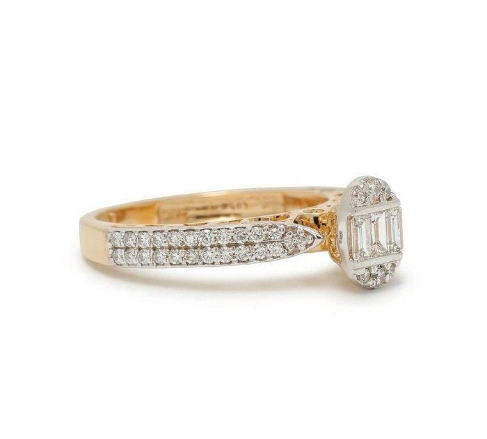 Bague tendance - 14 carats Or jaune - 0.33ct. tw. Diamant, Handtassen en Accessoires, Antieke sieraden