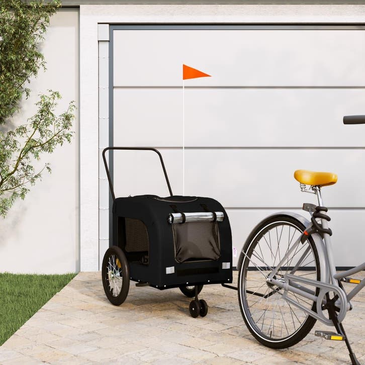 vidaXL Hondenfietstrailer oxford stof en ijzer zwart, Dieren en Toebehoren, Overige Dieren-accessoires, Nieuw, Verzenden