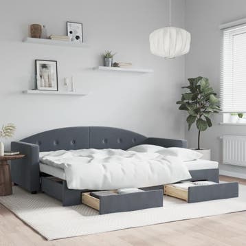 vidaXL Slaapbank onderschuifbed en lades 80x200 cm fluweel, Verzenden