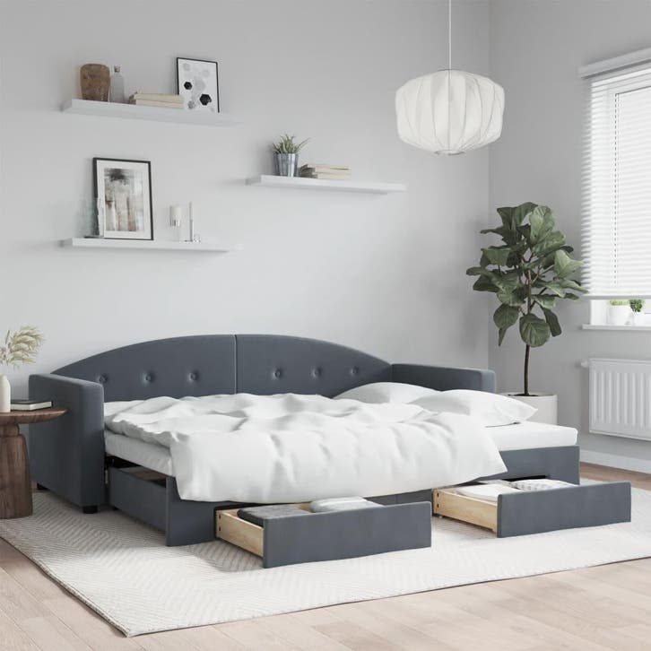 vidaXL Slaapbank onderschuifbed en lades 80x200 cm fluweel, Maison & Meubles, Chambre à coucher | Lits, Envoi