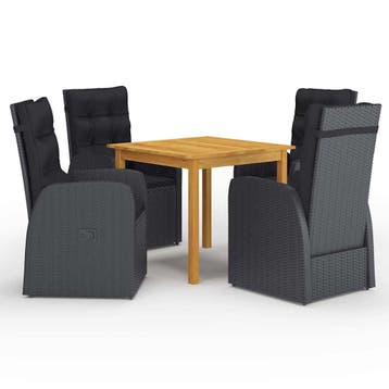 vidaXL 5-delige Tuinset zwart, Verzenden, Nieuw, Tuinset