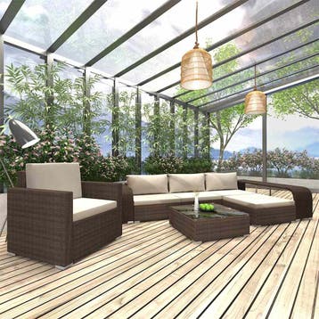 vidaXL 8-delige Loungeset met kussens poly rattan bruin, Verzenden, Nieuw, Loungeset