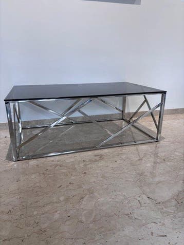 Table - Acier, Cristal - Avant du canapé bas