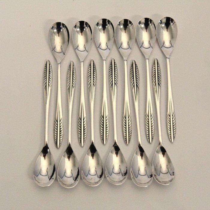 Art Deco (1925-1935) - Set lange zware theelepels -, Antiek en Kunst, Antiek | Zilver en Goud