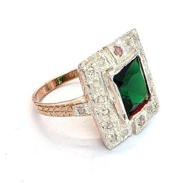 Zonder minimumprijs - Ring - 9 kt. Roségoud, Zilver Spinel -, Nieuw