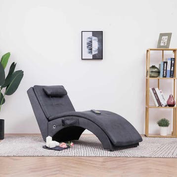 vidaXL Massage chaise longue met kussen kunstsuède grijs, Verzenden, Nieuw