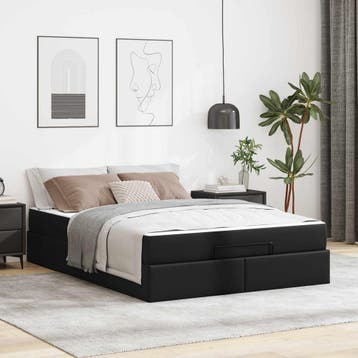 vidaXL Bedframe met matras Anders 2 st Zwart PVC, Verzenden