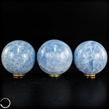Blauwe calciet-bolletjesset – Drie harmonieuze