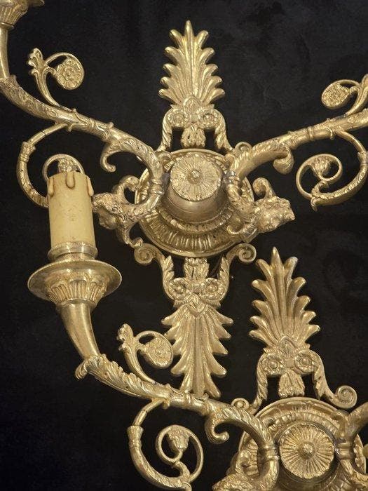 Wandkandelaar (2) - Verguld brons - Empire-stijl, Antiek en Kunst, Antiek | Meubels | Stoelen en Sofa's