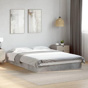 vidaXL Bedframe bewerkt hout betongrijs 140x200 cm, Verzenden, Nieuw