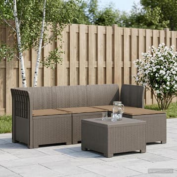 vidaXL 4-Zitter Tuin Sofa met Kussens Rattan Look PP, Verzenden