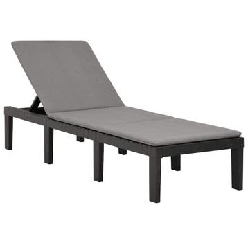 vidaXL Ligbed met kussen kunststof antracietkleurig, Verzenden