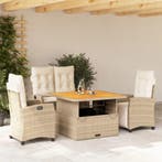 vidaXL 4-delige Tuinset met kussens poly rattan beige, Verzenden, Nieuw, Tuinset