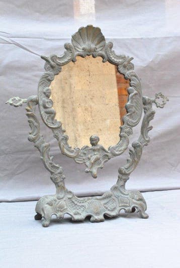 Miroir de table- Psiche Laiton Toilette Vintage - Laiton -, Antiquités & Art