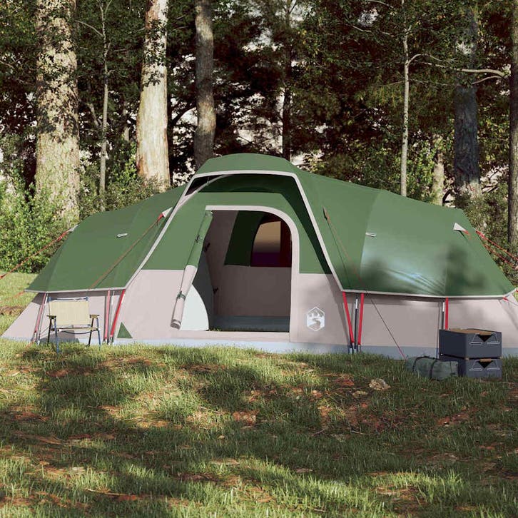 vidaXL Koepeltent voor gezin 11-persoons waterdicht groen, Caravans en Kamperen, Tenten, Nieuw, Verzenden