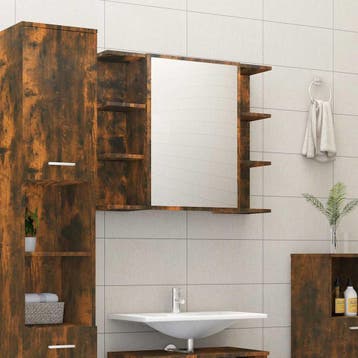 vidaXL Badkamerspiegelkast 80x20,5x64 cm bewerkt hout, Verzenden