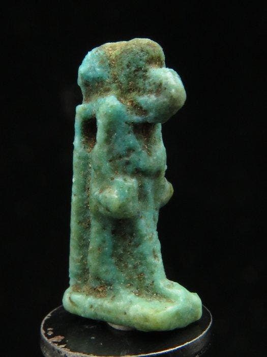 Oud-Egyptisch Faience Amulet van de God Toth met, Antiquités & Art, Antiquités | Autres Antiquités