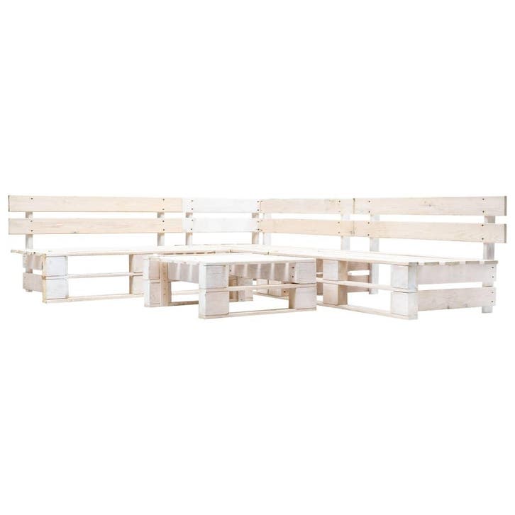 vidaXL 4-delige Loungeset pallet hout wit, Tuin en Terras, Tuinsets en Loungesets, Loungeset, Nieuw, Verzenden
