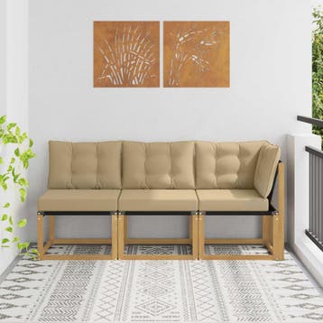 vidaXL 3 st Outdoor Midden- en Hoekbank Wit, Verzenden