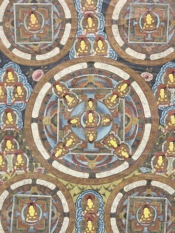 Tibetaanse mandala-thangka - Zijde - Tibet - Eind 20e eeuw, Antiek en Kunst