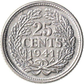Nederland. Wilhelmina. 25 Cents 1941 PP, 1943 PP, 1943 EP &
