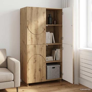 vidaXL Highboard Artisanaal eiken 79 x 41 x 151 cm Bewerkt, Huis en Inrichting, Verzenden, Nieuw