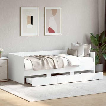 vidaXL Slaapbank met lades zonder matras 90x190 cm wit, Verzenden, Nieuw