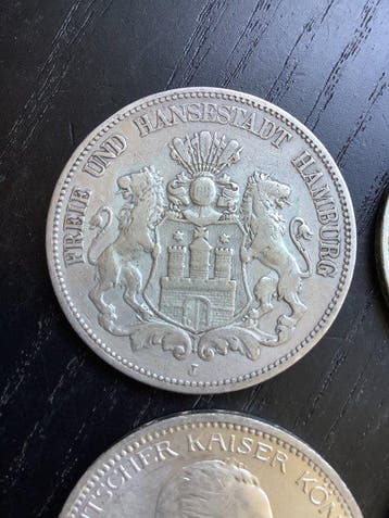 Duitsland, keizerrijk 5 Mark 4x 1876/1913, various (Zonder
