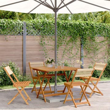 vidaXL 5-delige Tuinset polypropeen en massief hout beige, Verzenden, Tuinset