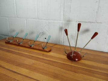 Porte-manteau (2) - Cintres vintage - Bois, Acier