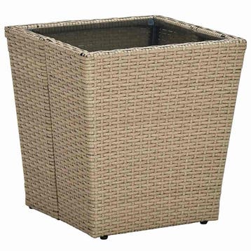 vidaXL Salontafel 41,5x41,5x44 cm poly rattan en gehard glas, Verzenden