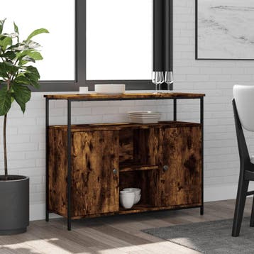 vidaXL Dressoir 100x35x80 cm bewerkt hout gerookt, Huis en Inrichting, Kasten | Dressoirs, Verzenden, Nieuw