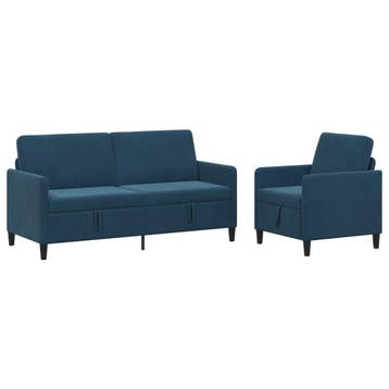vidaXL Sofa Set Met Opslag 2 st Blauw Polyester, Verzenden, Nieuw