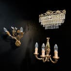 Lampe murale (3) - Fer forgé, Laiton moulé - 3 appliques