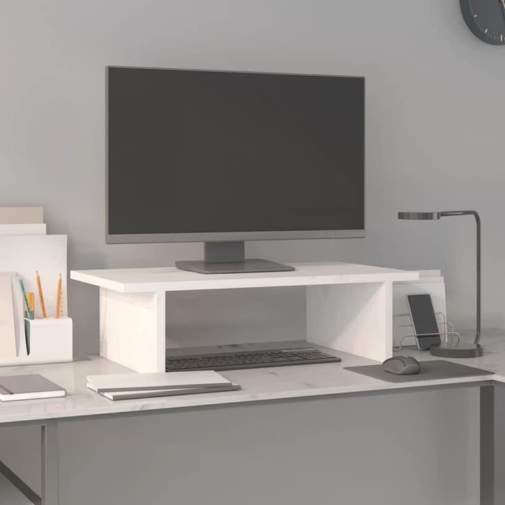 vidaXL Monitorstandaard 50x27x15 cm massief grenenhout wit, Computers en Software, Overige Computers en Software, Nieuw, Verzenden