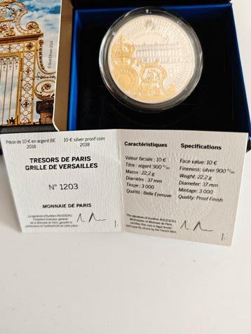 Frankrijk. 10 Euro 2018 Grille de Versailles Proof (Zonder