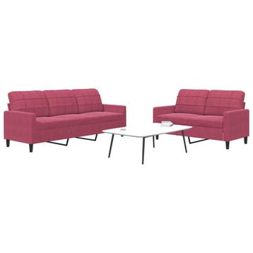 vidaXL 2-delige Loungeset met kussens fluweel wijnrood, Verzenden, Nieuw