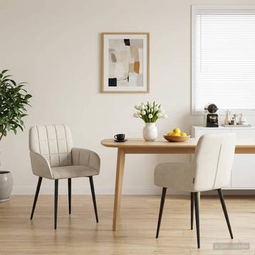 vidaXL Eetstoelen 2 st fluweel Crèmekleurig 56.5 x 50 x 85, Huis en Inrichting, Verzenden, Nieuw