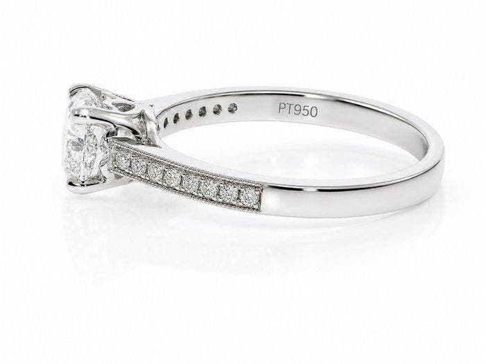 Zonder minimumprijs - Ring Platina - 1.07ct. tw. Diamant, Handtassen en Accessoires, Ringen