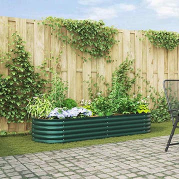 vidaXL Verhoogd bed Groen 240 x 80 x 44 cm Staal, Verzenden, Nieuw