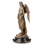 Figuur - Bronzefigur Engel mit Violine und Feder - 32 cm -