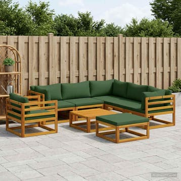 vidaXL Bankstel 8 st Naturel Massief Acacia Hout, Tuin en Terras, Verzenden, Nieuw