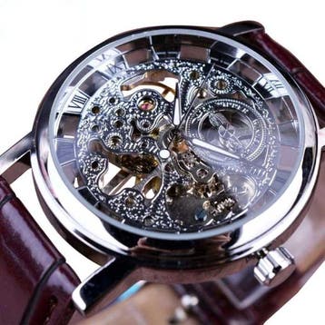 Gouden Kast Luxe Horloge voor Heren - Leren Bandje, Verzenden