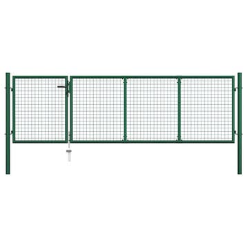 vidaXL Tuinpoort staal 350x100 cm groen, Verzenden, Nieuw