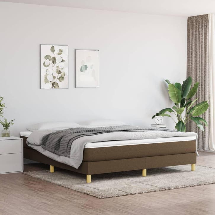 vidaXL Boxspring bed stof donkerbruin 180x200 cm, Huis en Inrichting, Slaapkamer | Bedden, Nieuw, Verzenden