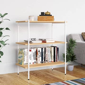 vidaXL Opbergrek 3-laags 80x40x92 cm wit en eikenkleurig, Huis en Inrichting, Verzenden, Nieuw