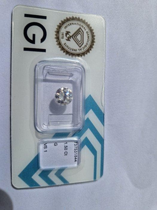 1 pcs Diamant (Natuurlijk) - 1.50 ct - Rond - G - VS1 -, Bijoux, Sacs & Beauté, Pierres précieuses