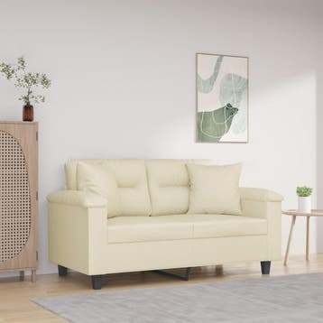 vidaXL Tweezitsbank / zetel met sierkussens 120 cm kunstleer, Verzenden