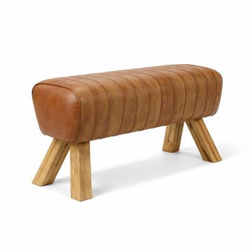 Gangbankje - Leder, Hout - Gym Bench van Echt Leer